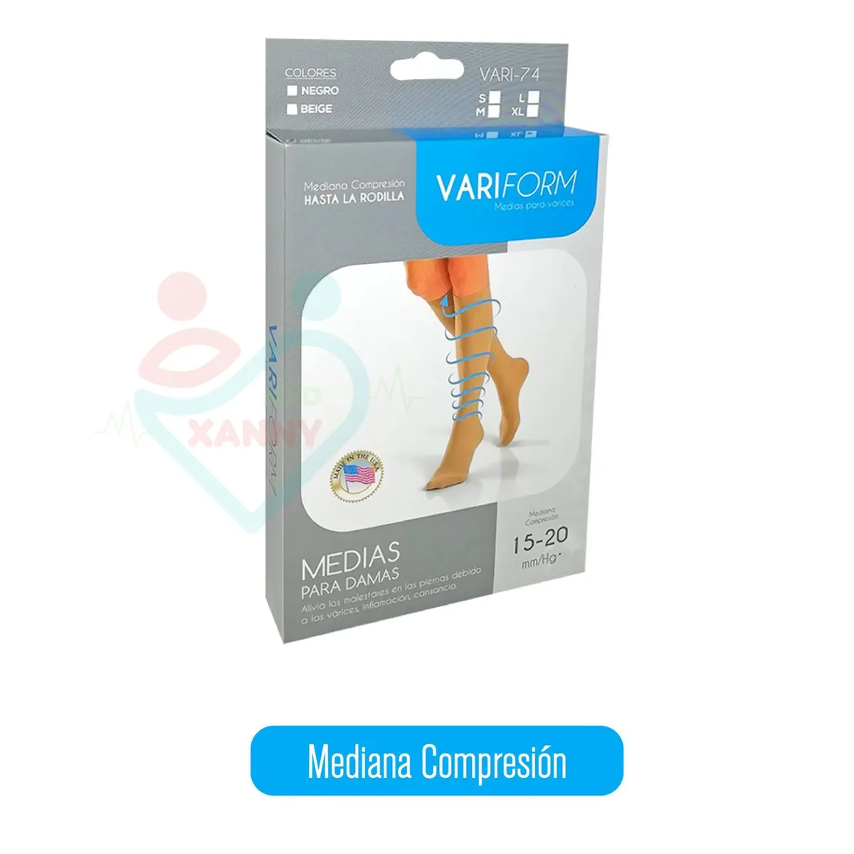 IMPORTADO MC - MEDIA DE MEDIANA COMPRESION 15-20 mmHg - VARIFORM - TALLA M BEIGE