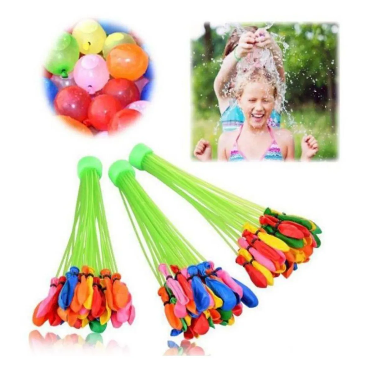 GENERICO - Pack 3 Ramos Inflador Bombitas Agua 60 Segundos 111 Globos