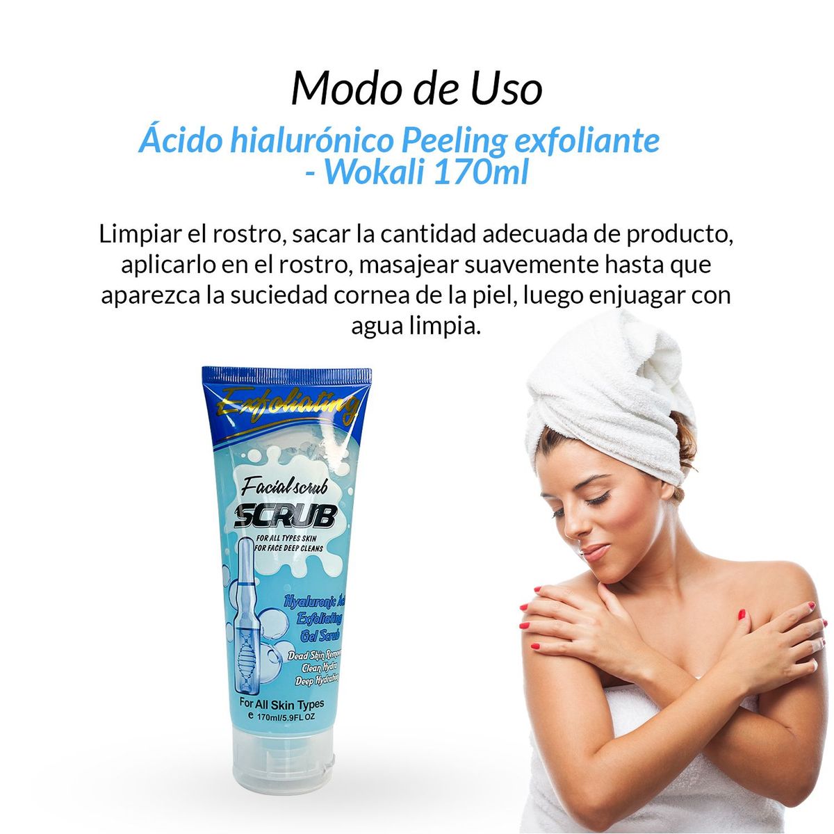 GENERICO - 2 Acido hialurónico Peeling exfoliante 170ml  Wokali