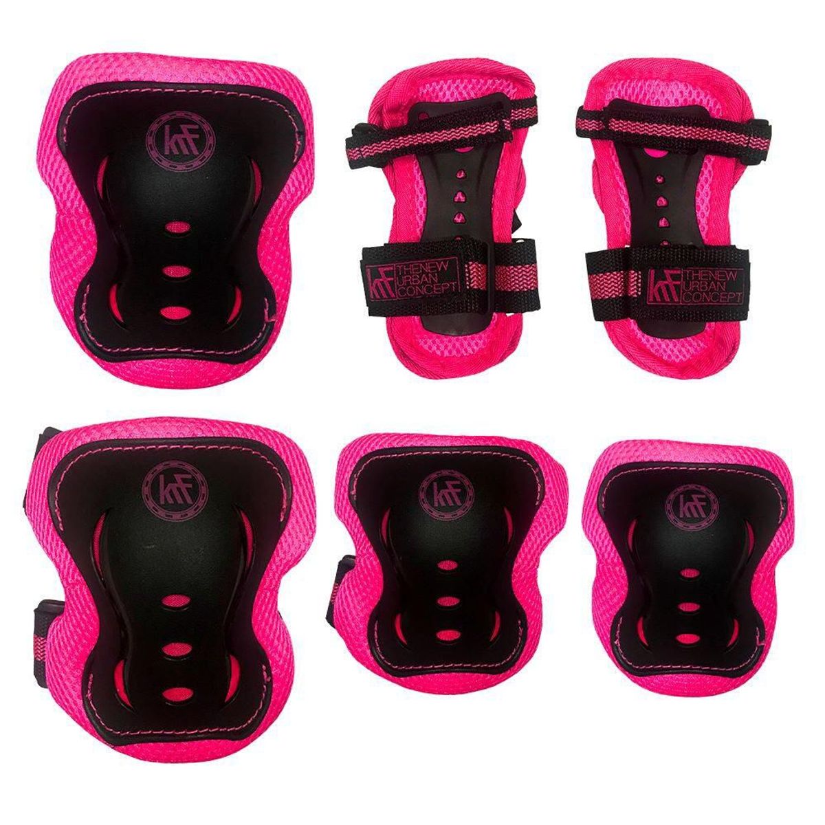 KRF - SET DE PROTECTORES PARA PATINES SCOOTER Y SKATE FUCSIA