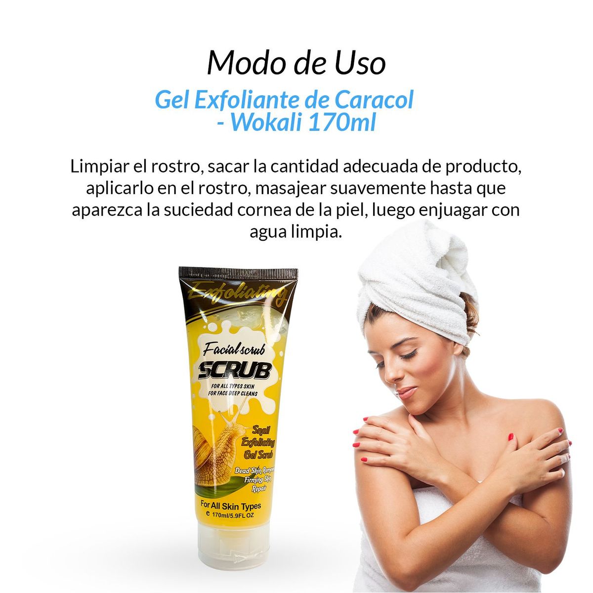 WOKALI - 2 Gel Exfoliante de Caracol 170ml  Wokali