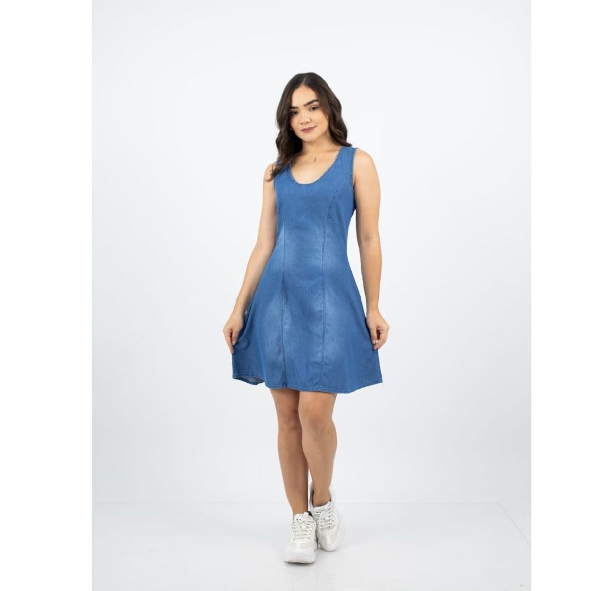 GENERICO - Vestido Jean Rigido - Corte A