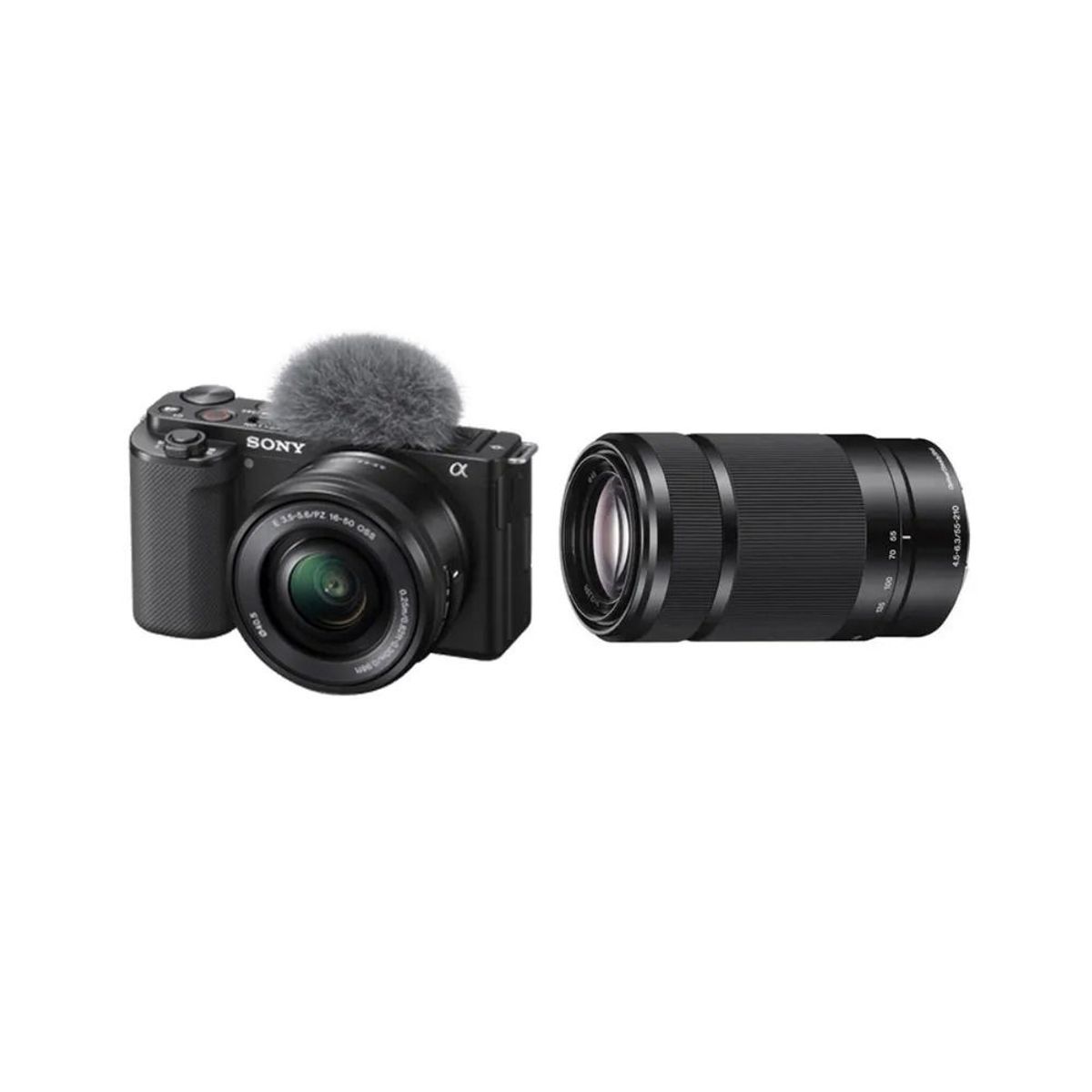 SONY - Sony Kit Cámara Alpha ZV-E10L Negro y Lente SEL55210 Teleobjetivo