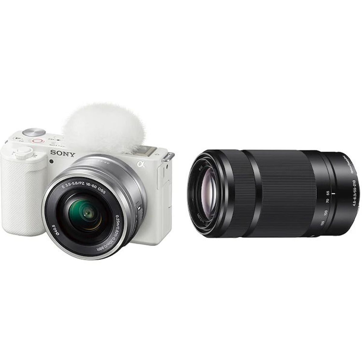 SONY - Sony Kit Cámara Alpha ZV-E10L Blanco y Lente SEL55210 Teleobjetivo