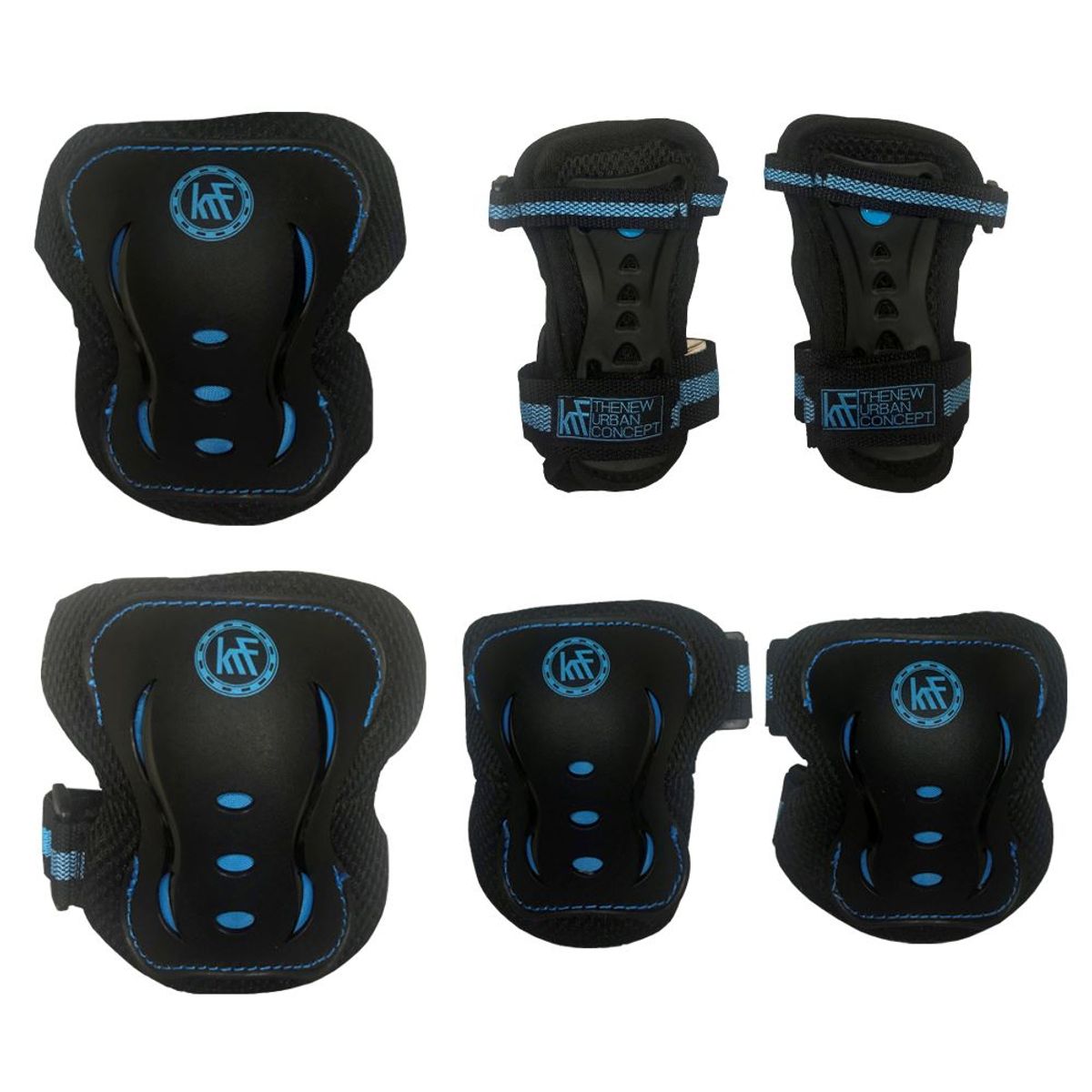 KRF - SET DE PROTECTORES PARA PATINES BICICLETA SCOOTER SKATE AZUL
