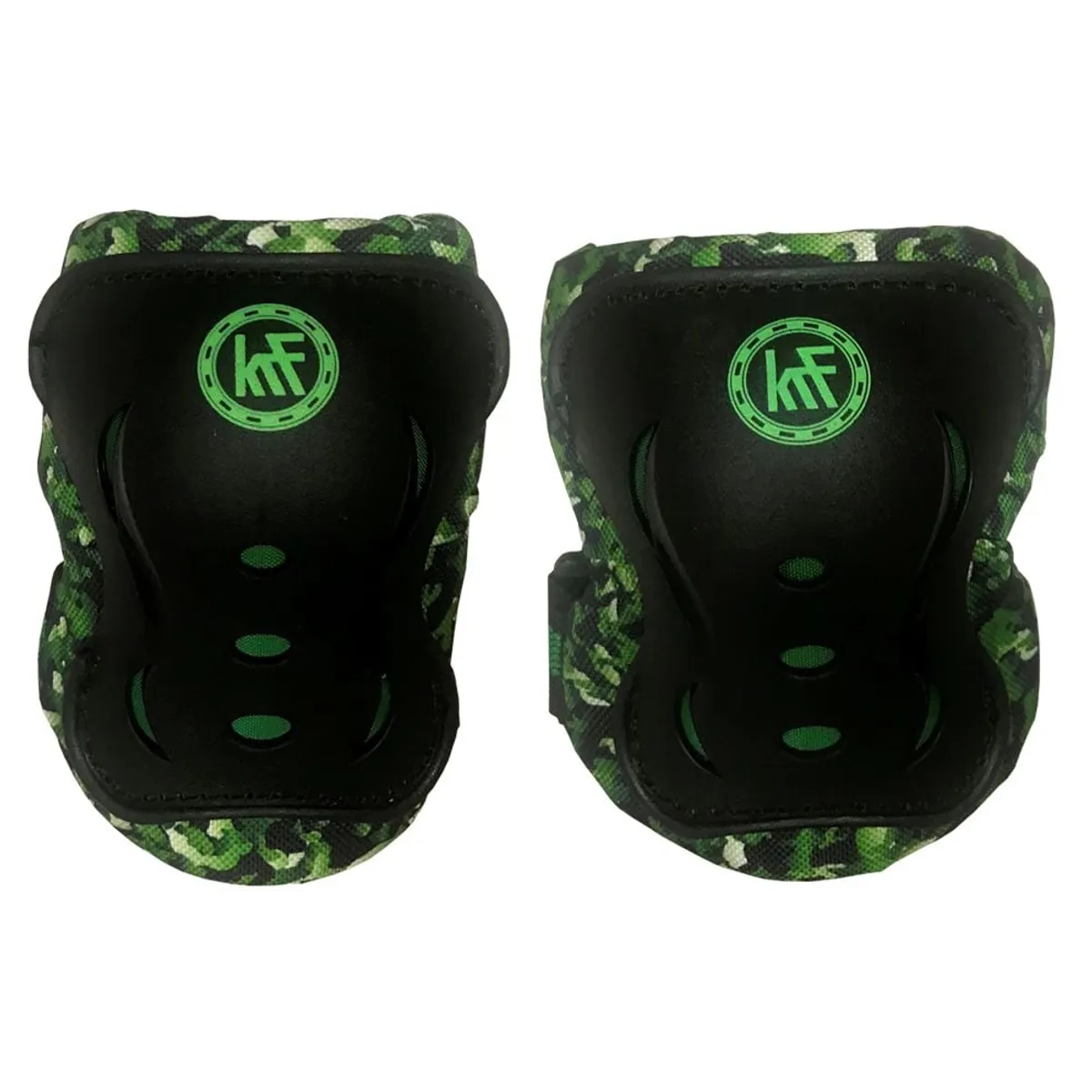 KRF - SET DE PROTECTORES PARA PATINES Y BICICLETA CAMUFLAJE VERDE