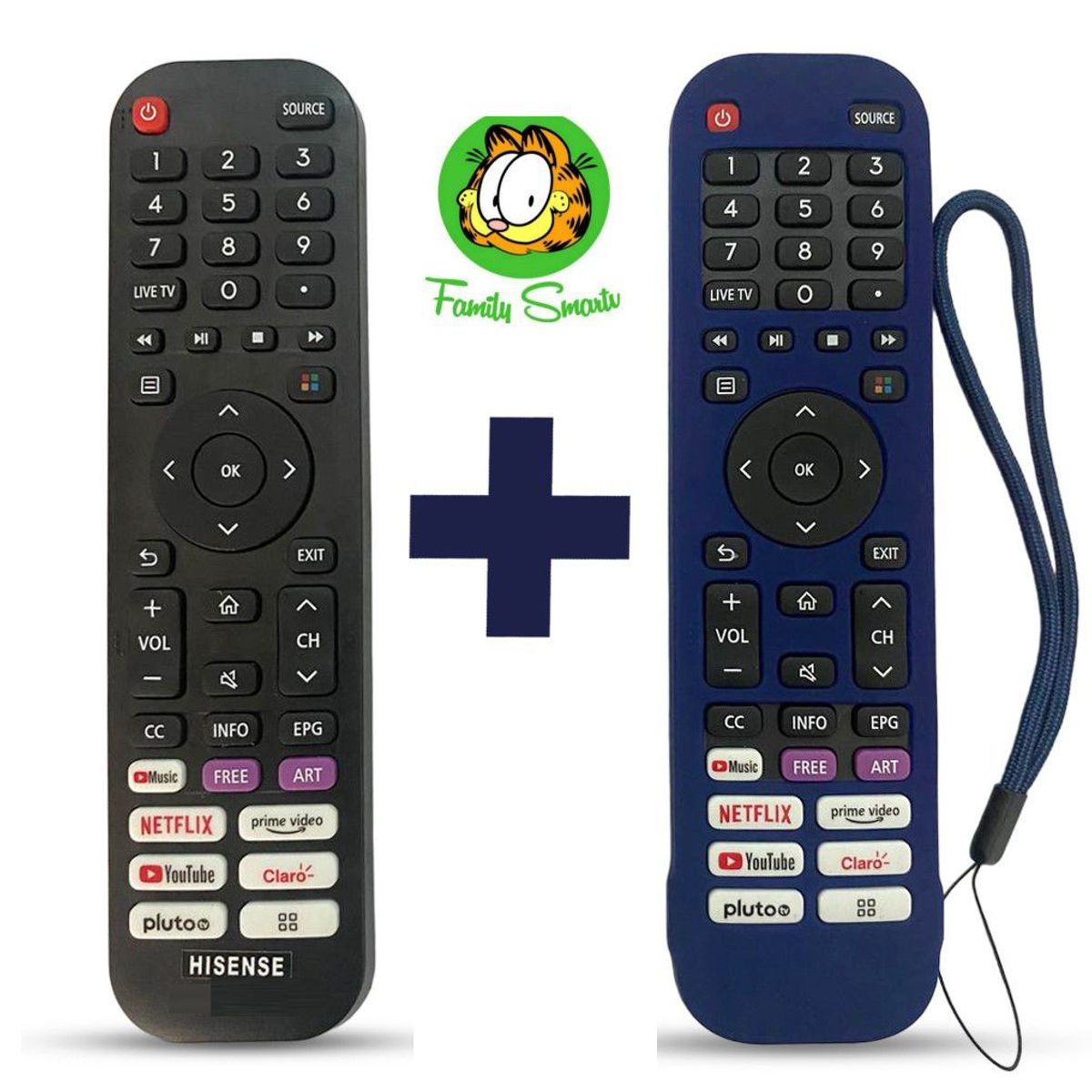 UNIVERSAL - Control Remoto  Hisense Smart Tv Pequeño + Funda Azul Marino