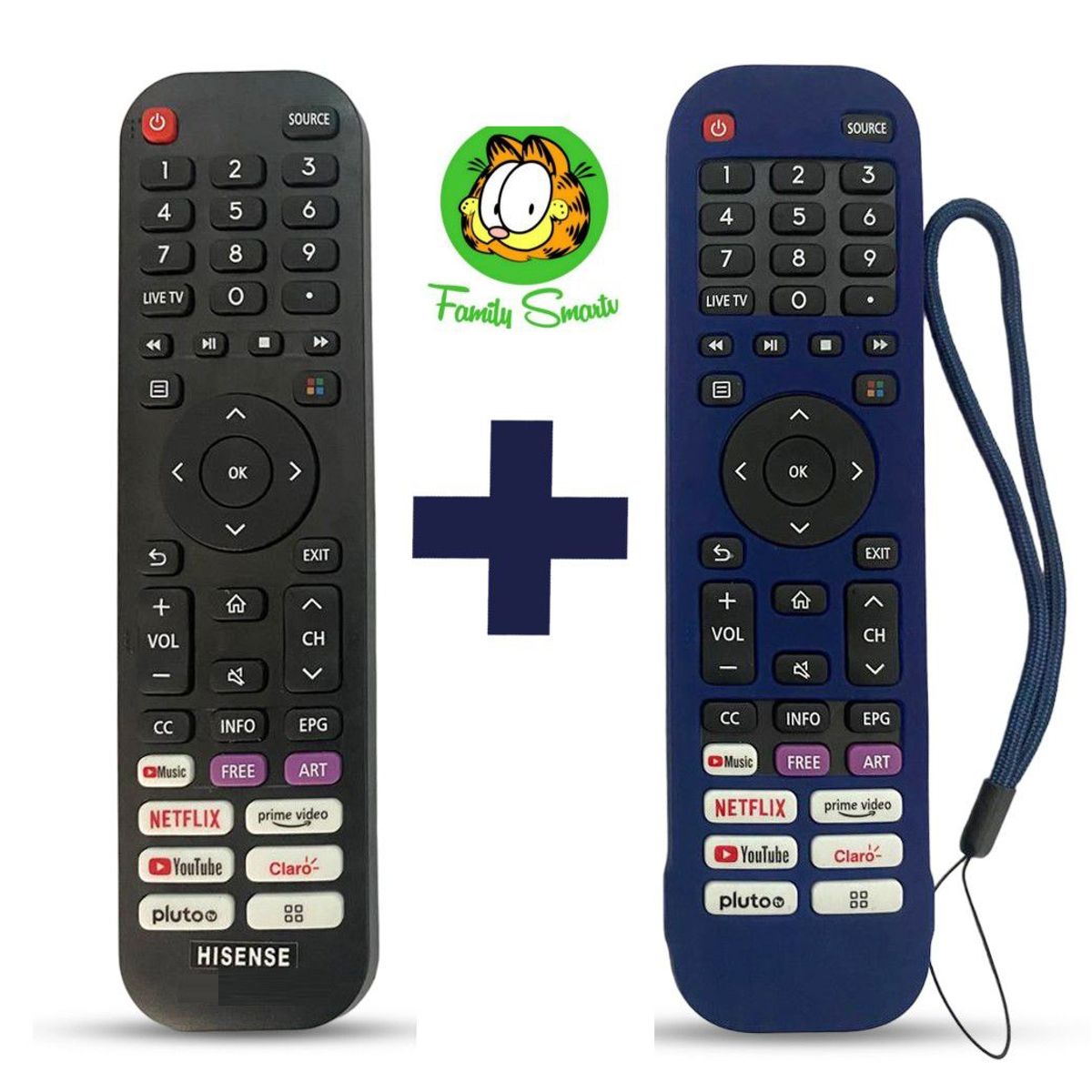 UNIVERSAL - Control Remoto  Hisense Smart Tv Pequeño + Funda Azul Marino