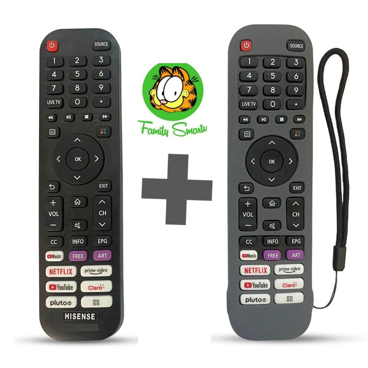 UNIVERSAL - Control Remoto  Hisense Smart Tv Pequeño + Funda Plomo