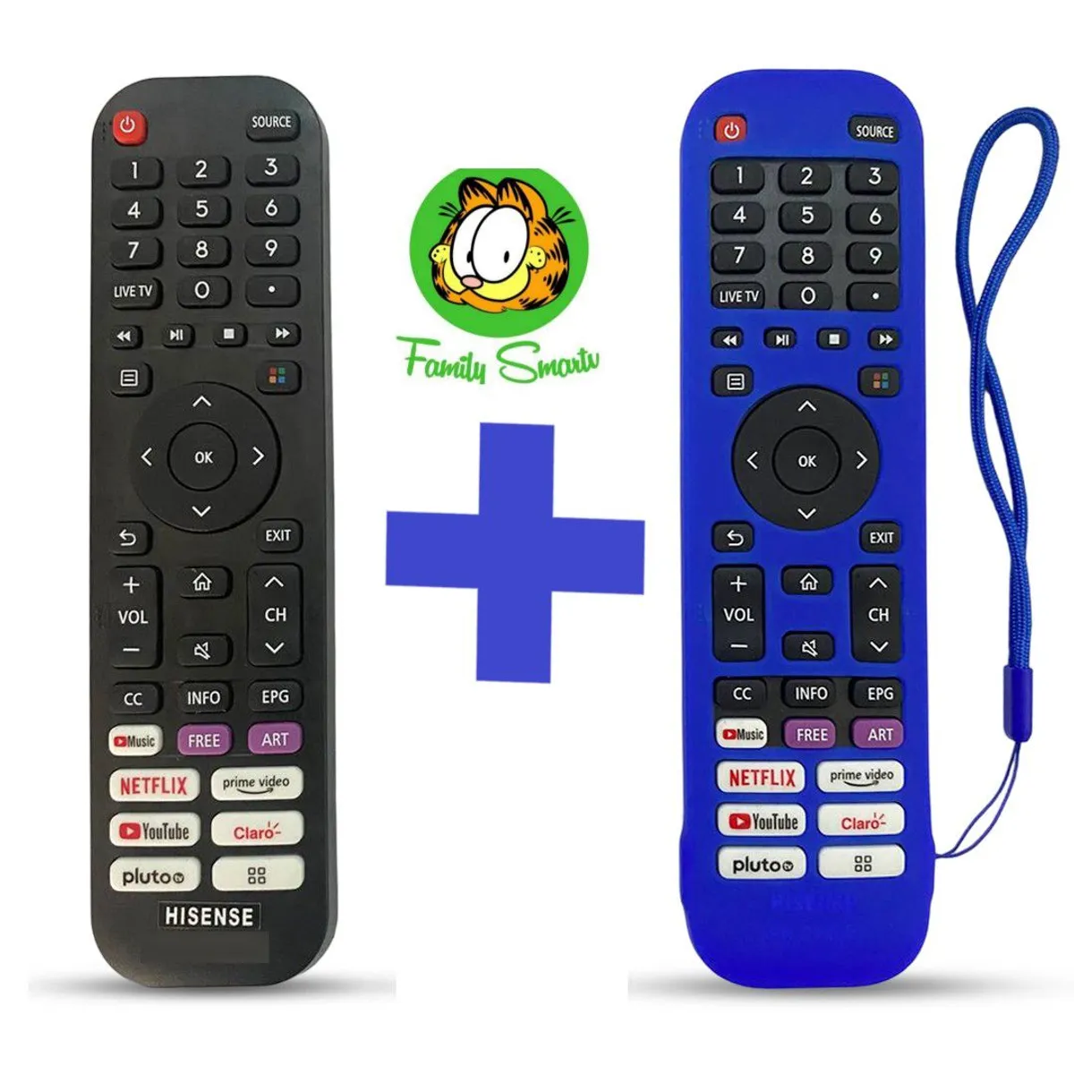 UNIVERSAL - Control Remoto  Hisense Smart Tv Pequeño + Funda Azul