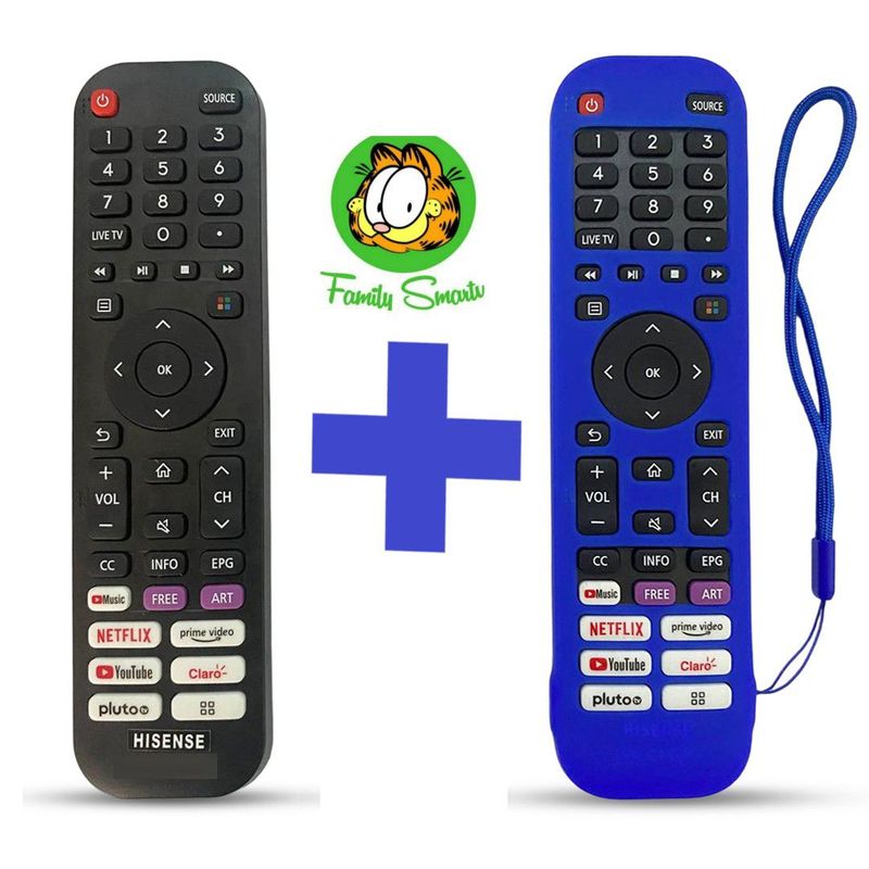 UNIVERSAL - Control Remoto  Hisense Smart Tv Pequeño + Funda Azul