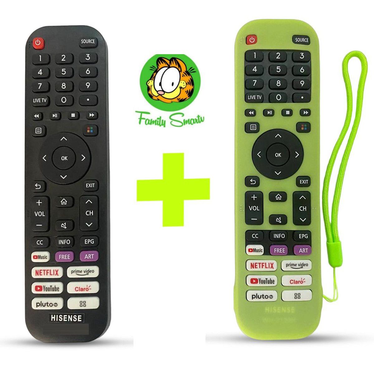 UNIVERSAL - Control Remoto  Hisense Smart Tv Pequeño + Funda Verde
