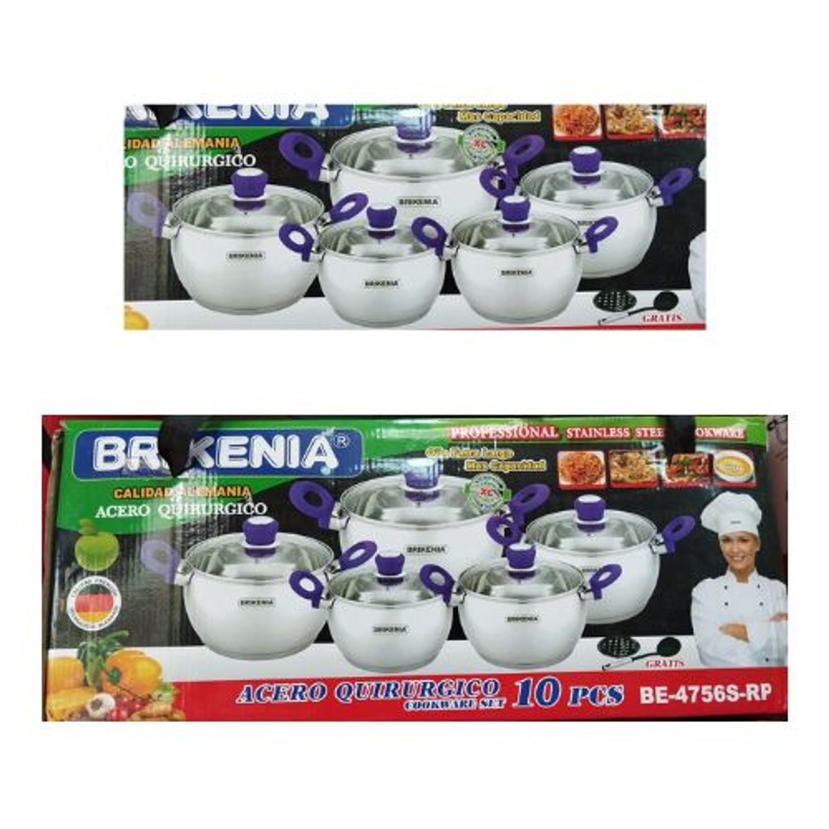 GENERICO - Set de Ollas Acero Inoxidable Brikenia 10 Pc