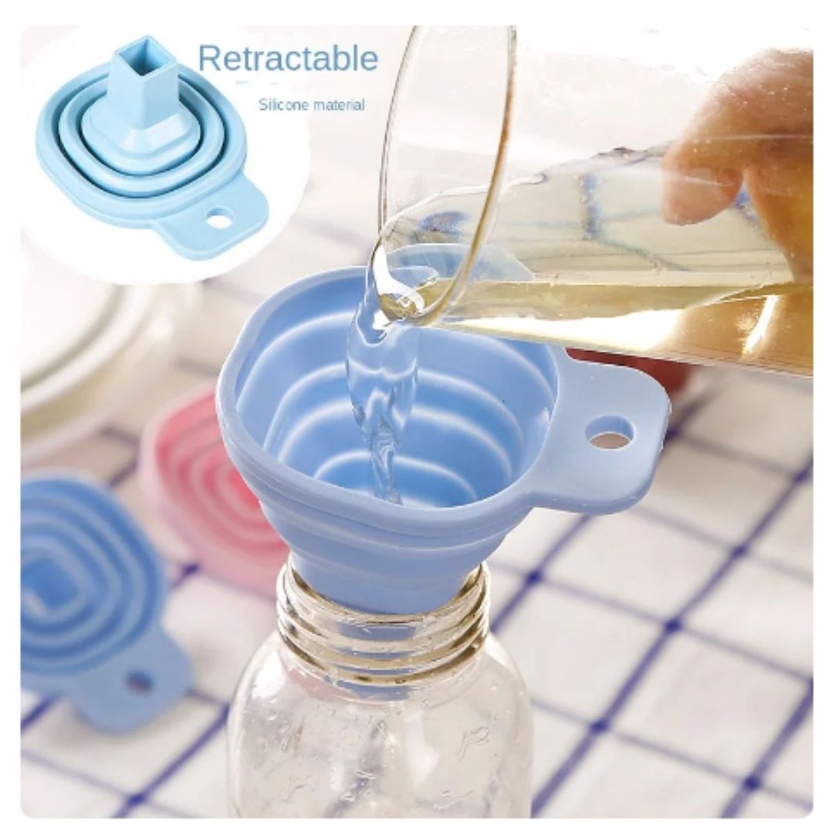 GENERICO - Pack 3 Embudos de Silicona Plegable Embudos de Cocina