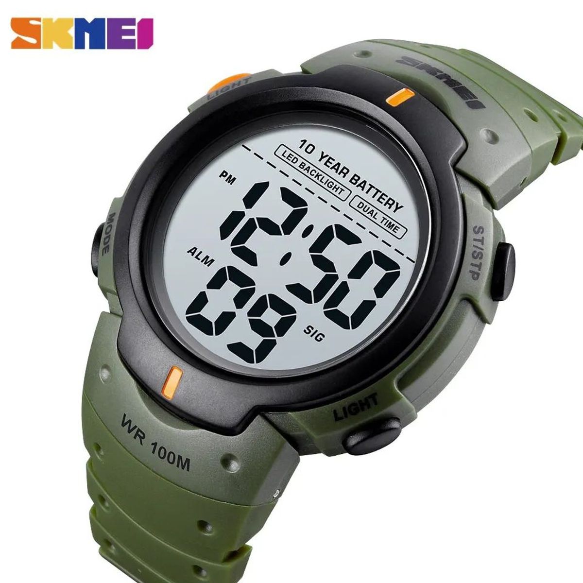 SKMEI - Reloj Skmei 1560 10atm Batería 10 años ARMY GREEN_.