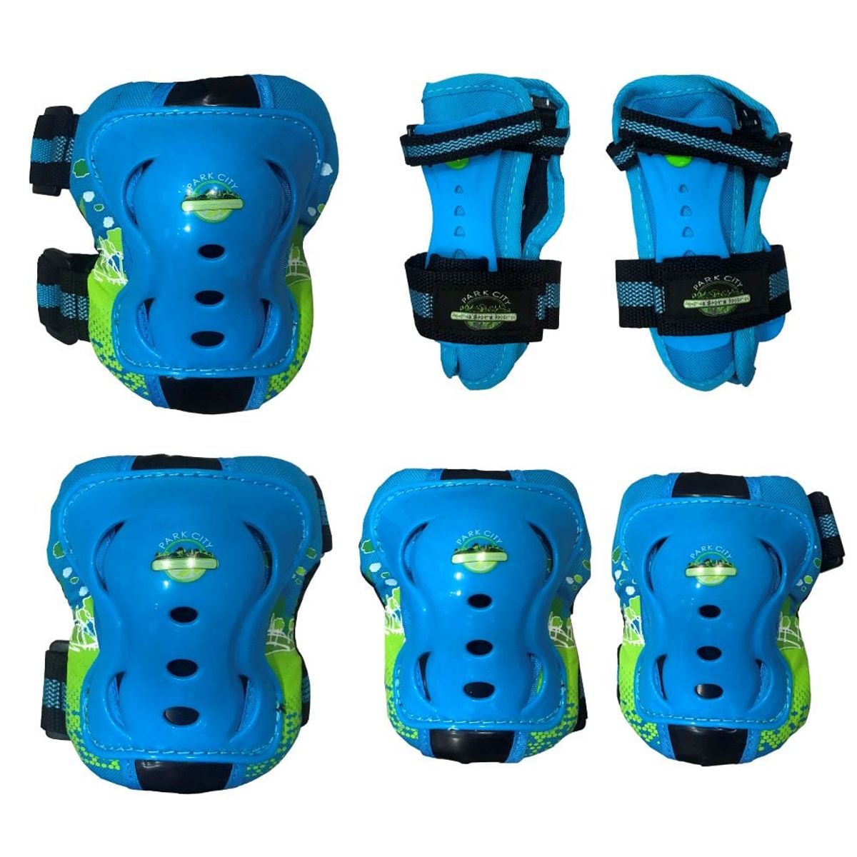 KRF - SET D PROTECTORES PARA PATINES BICICLETA SCOOTER JUNIOR AZUL