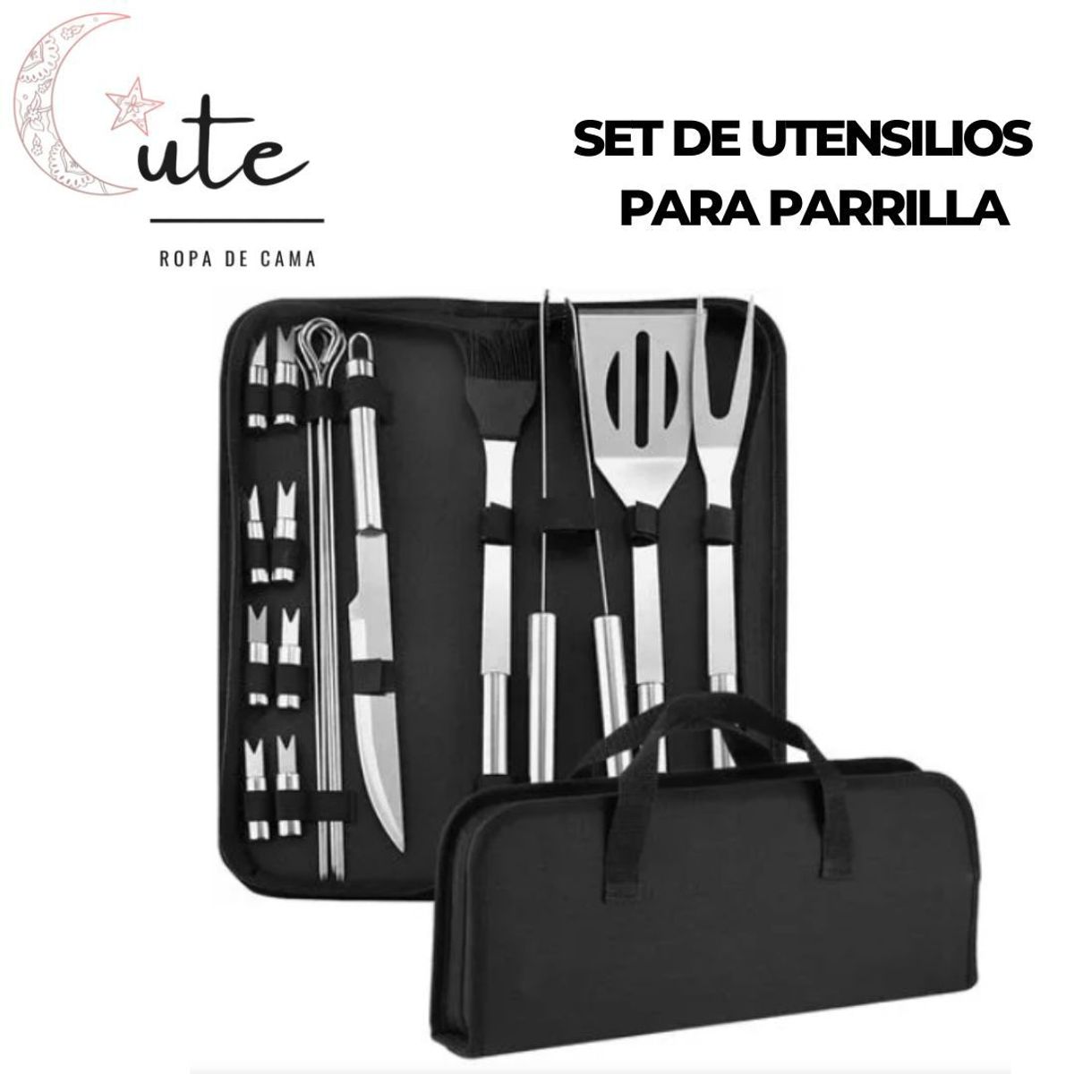 GENERICO - SET DE UTENSILIOS 19 PCS PARA PARRILLA