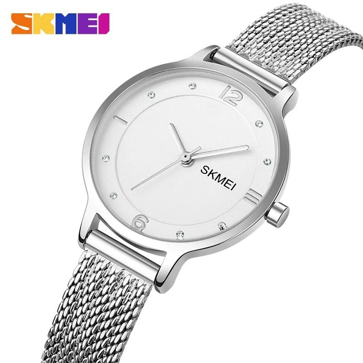 SKMEI - RELOJ SKMEI 1874 PLATEADO CORREA ACERO PARA MUJER_.