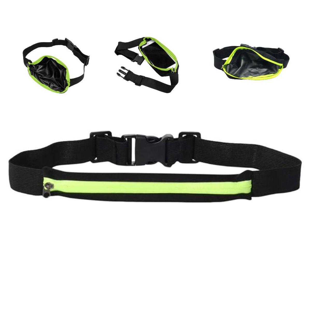 GENERICO - Canguro Pequeño Antirrobo para Viaje Gimnasio Negro con Neon