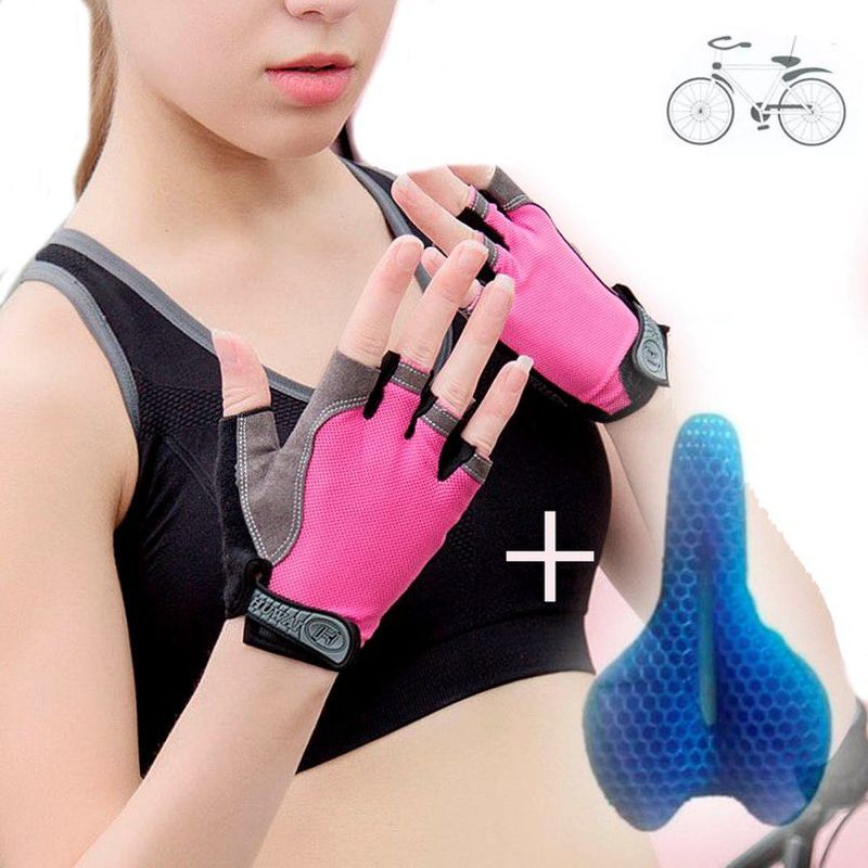 GENERICO - Pack 1 par de Guantes + Asiento gel