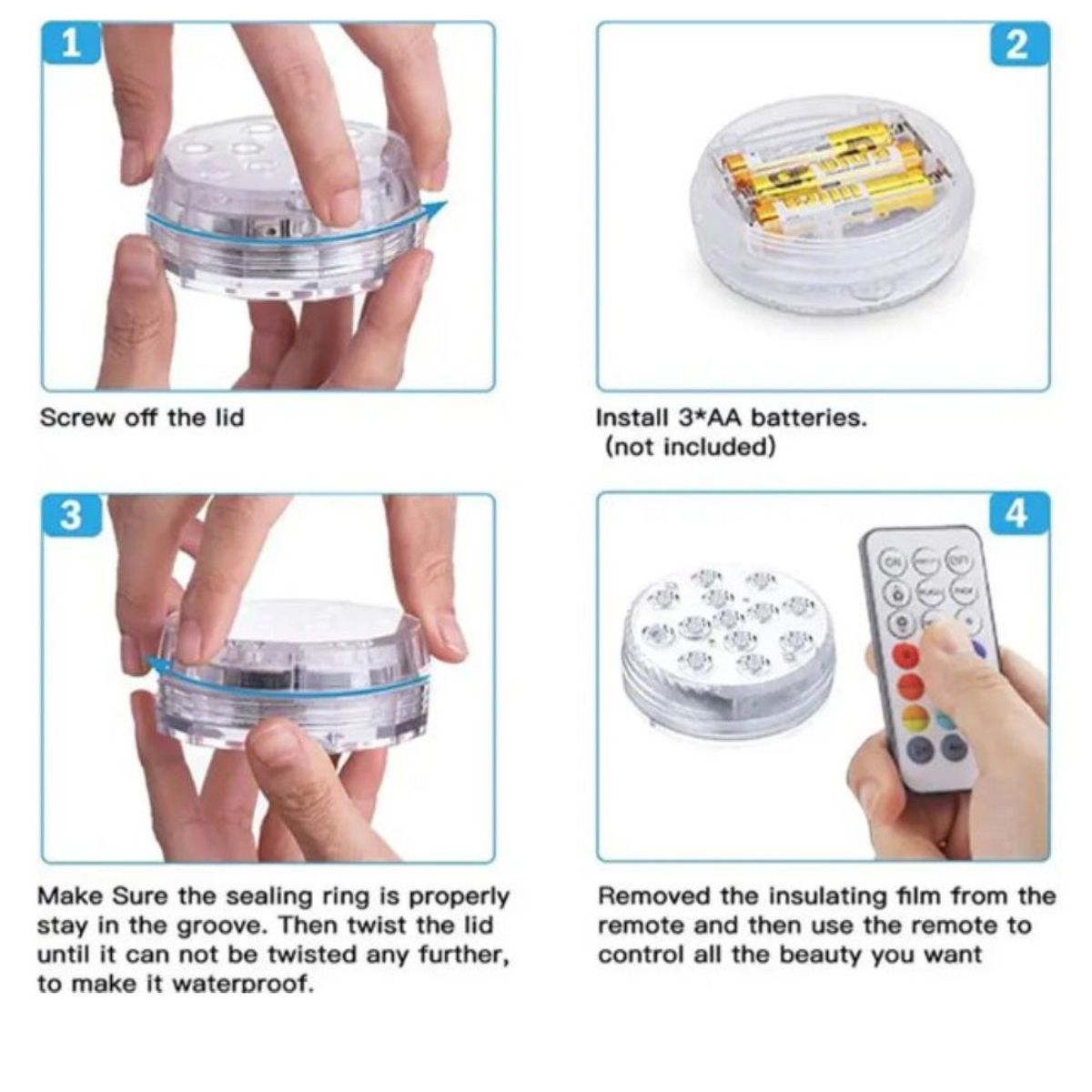 GENERICO - Luces LED Sumergibles Piscina Control Remoto 16 colores