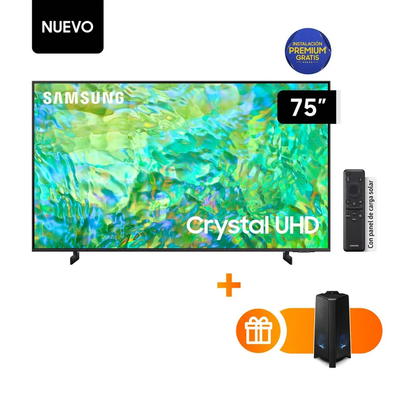 SAMSUNG - Televisor Samsung 75 Pulg. Crystal Smart TV UHD 4K UN75CU8000GXPE l Torre de Sonido MX-T40