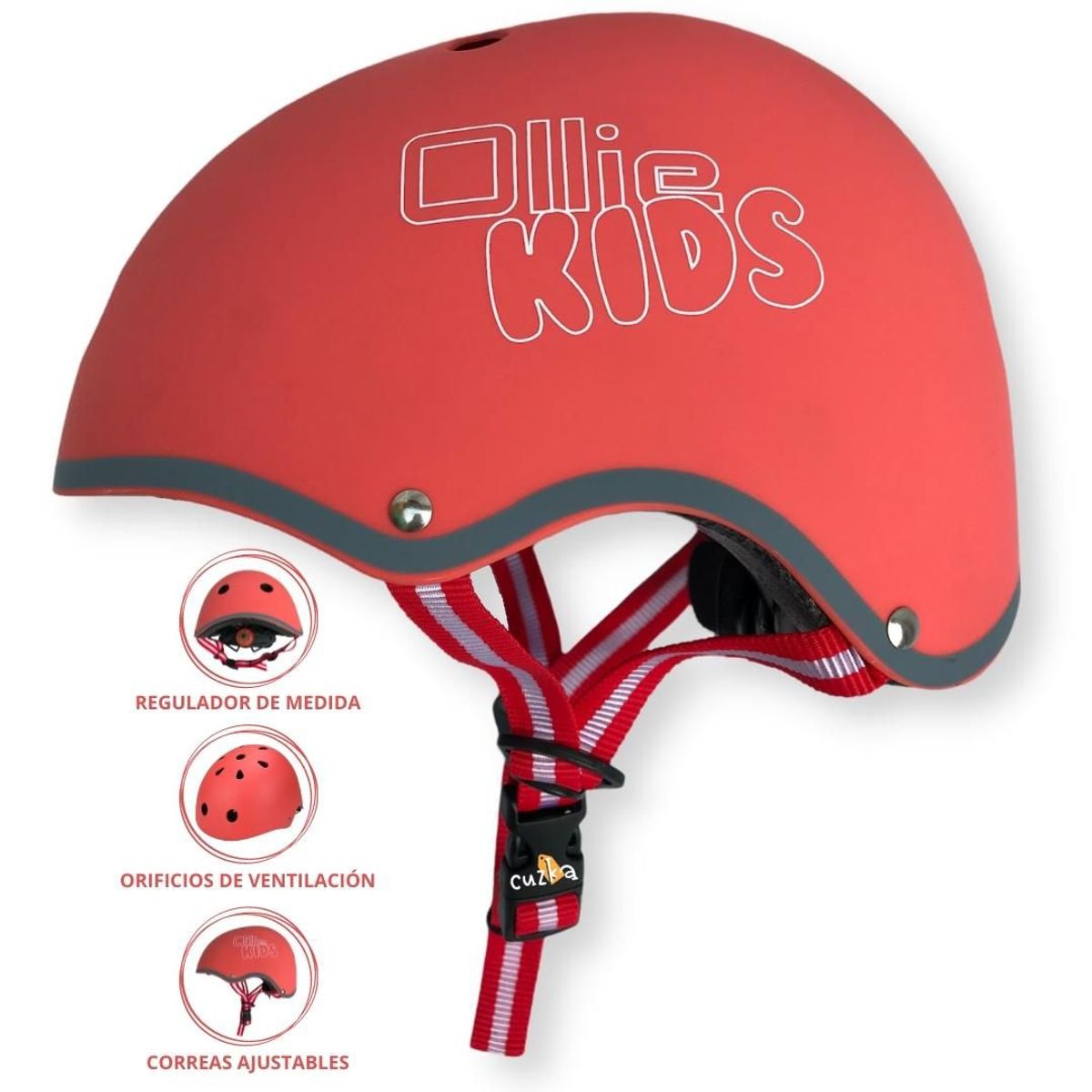OLLIE - Casco Protector Regulable Para Niño »XS OLLIE KIDS» RED