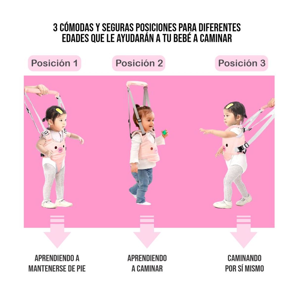 BABY - Arnes Caminador 3 en 1 para Bebés ROSADO