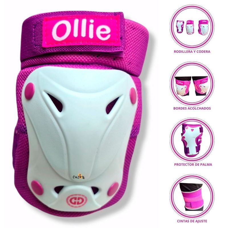 OLLIE - Set de Rodillera y Codera Para Niños LILA