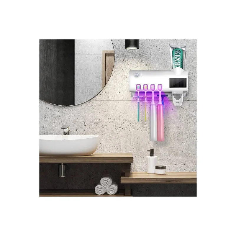 GENERICO - Esterilizador de Cepillos de Dientes y Protección UV con Dispensador Automatico de Pasta Dental