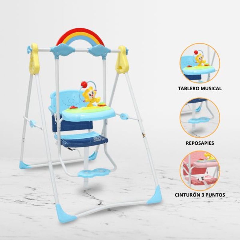 EBABY - Silla Columpio Para Niños «RAINBOW» Ligth Blue