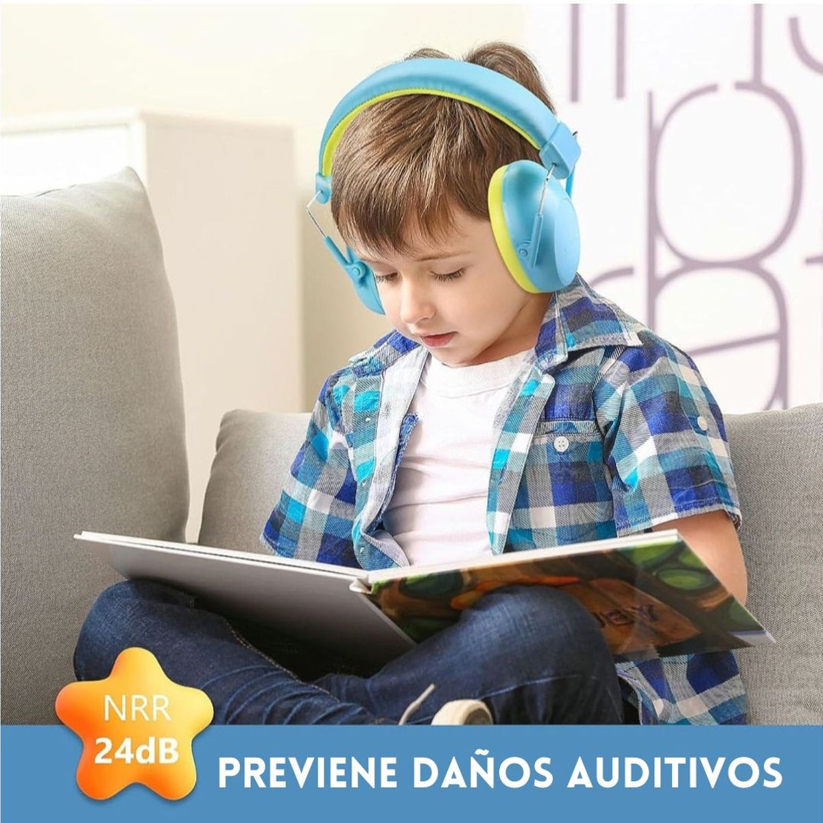 GENERICO - Audífonos Antiruido Orejeras para Niños 3-15 años Reducción de Ruido 28dB Celeste Amarillo - ONH