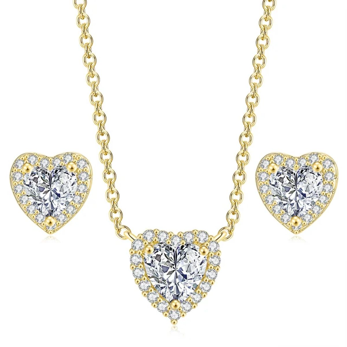 LA TIENDA 88 JOYAS Y ACCESORIOS - La Tienda 88 - Set Collar y Aretes Mujer Amor Eterno - Amarillo