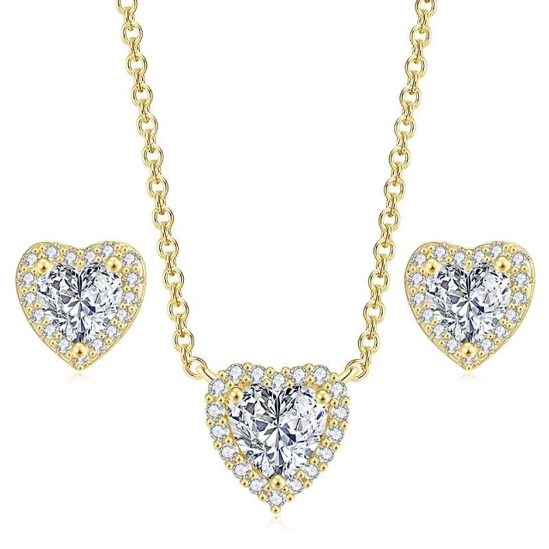 LA TIENDA 88 JOYAS Y ACCESORIOS - La Tienda 88 - Set Collar y Aretes Mujer Amor Eterno - Amarillo