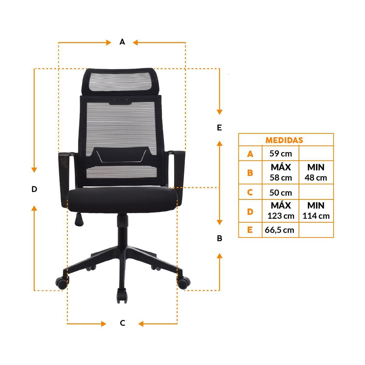 BONNO - Silla De Escritorio Duster Negro Con Cabecero Bonno