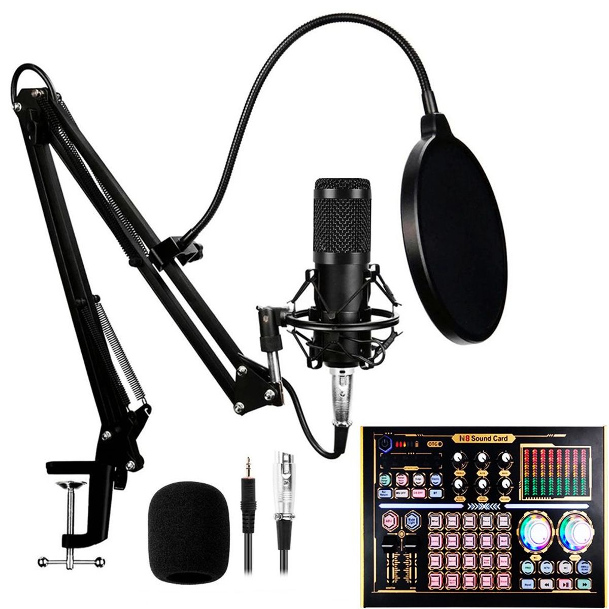 OEM - Kit Micrófono BM 800 Negro más interfaz de audio N8 con Phantom Power
