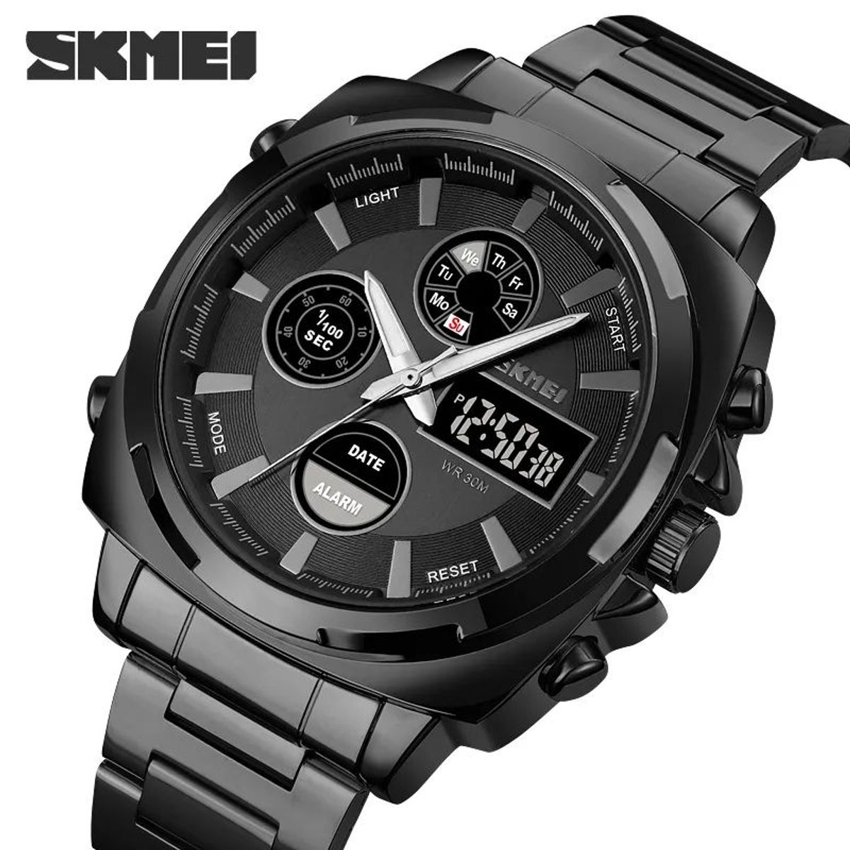 SKMEI - Reloj Skmei 1673 Negro Correa Acero Digital Analogo_.