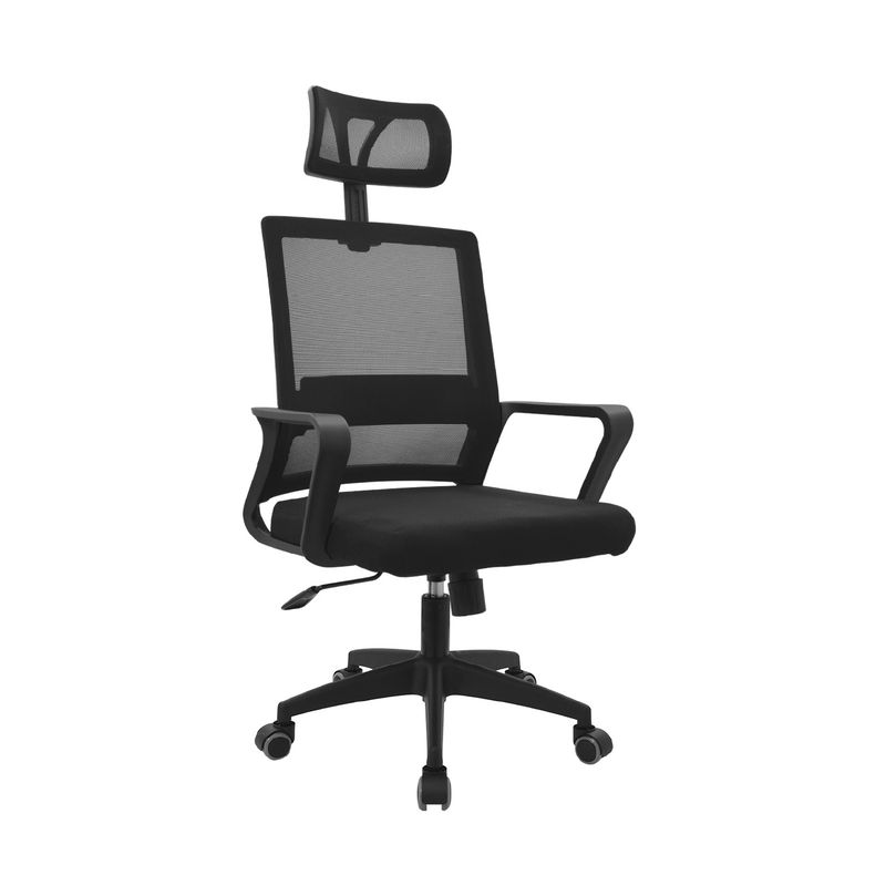 BONNO - Silla De Escritorio Styles Negro Con Cabecero Bonno