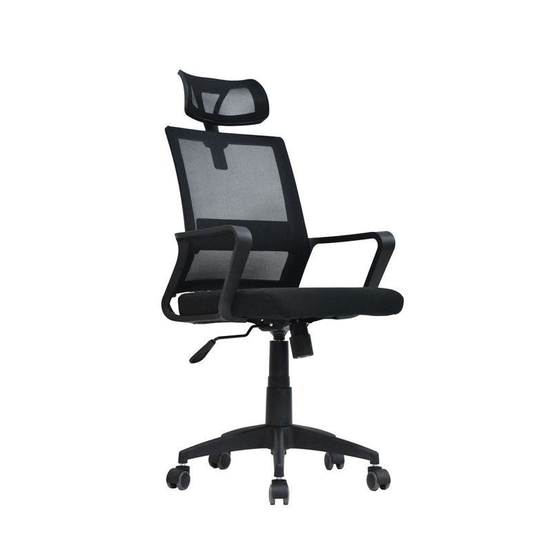 BONNO - Silla De Escritorio Styles Negro Con Cabecero Bonno
