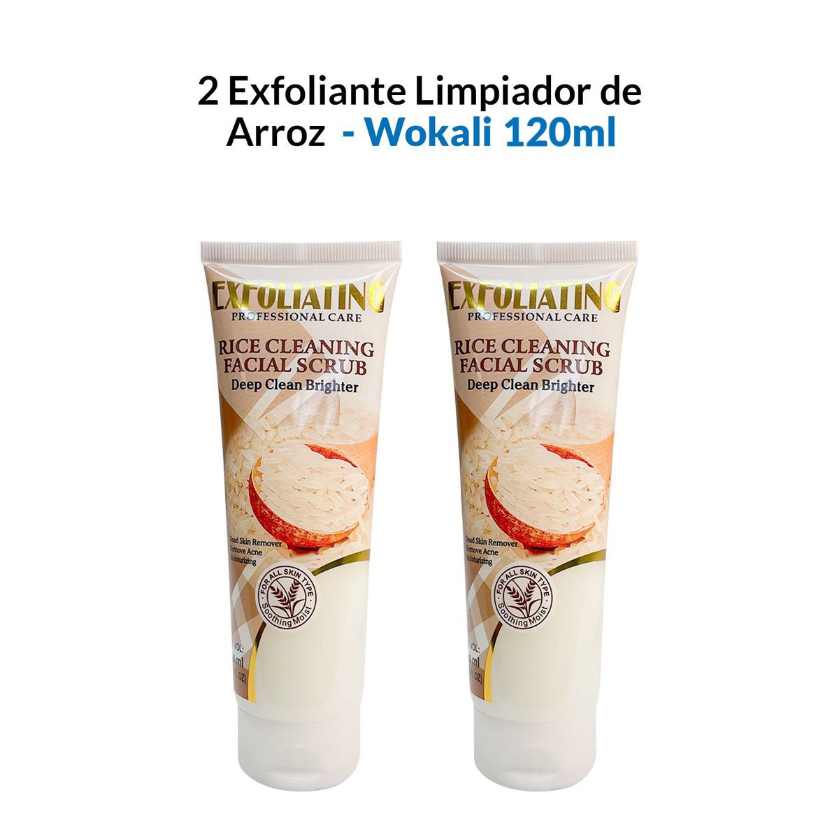 WOKALI - 2 Exfoliante limpiador de arroz 120ml  Wokali