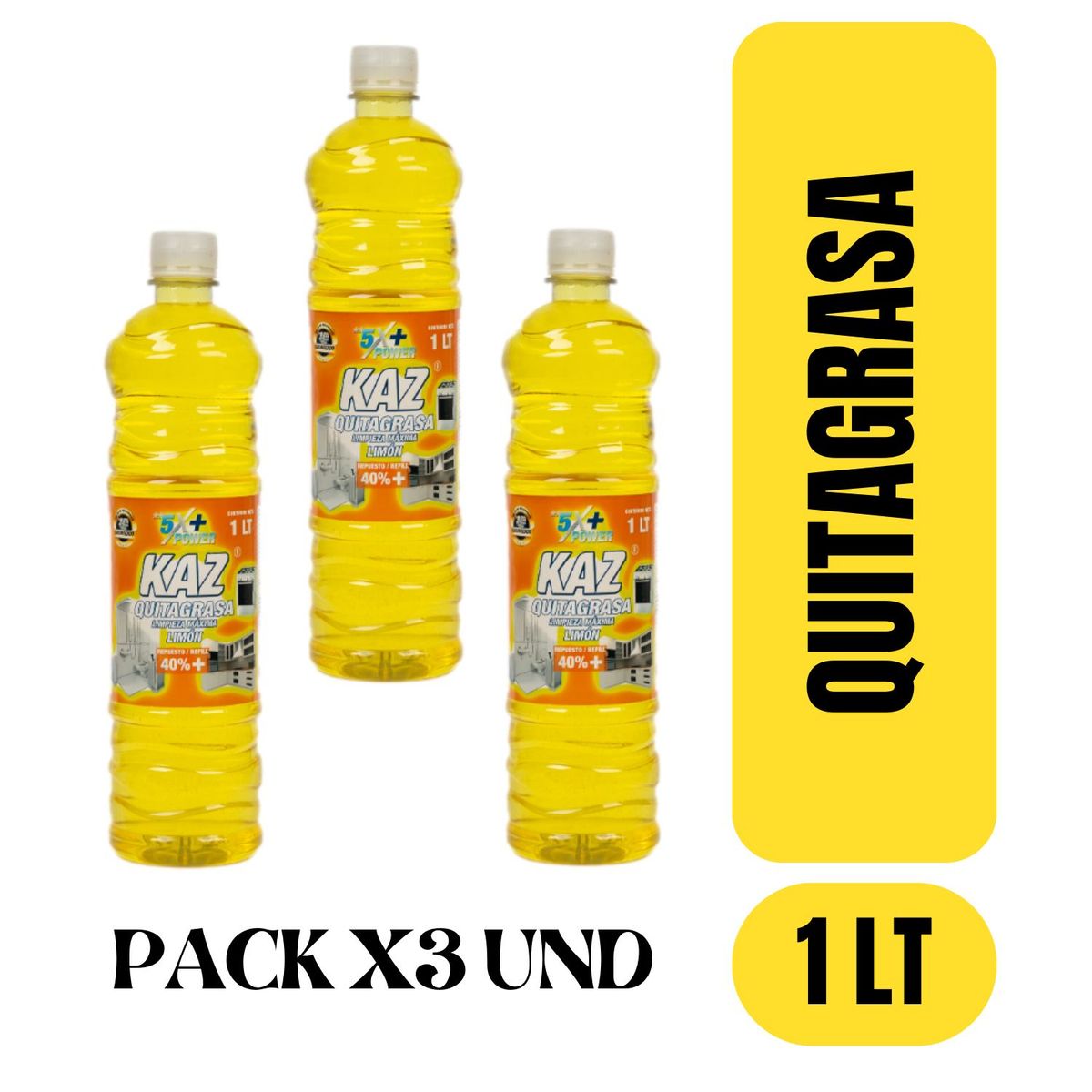 GENERICO - QUITAGRASA KAZ 1 LT PACK X 3 UND