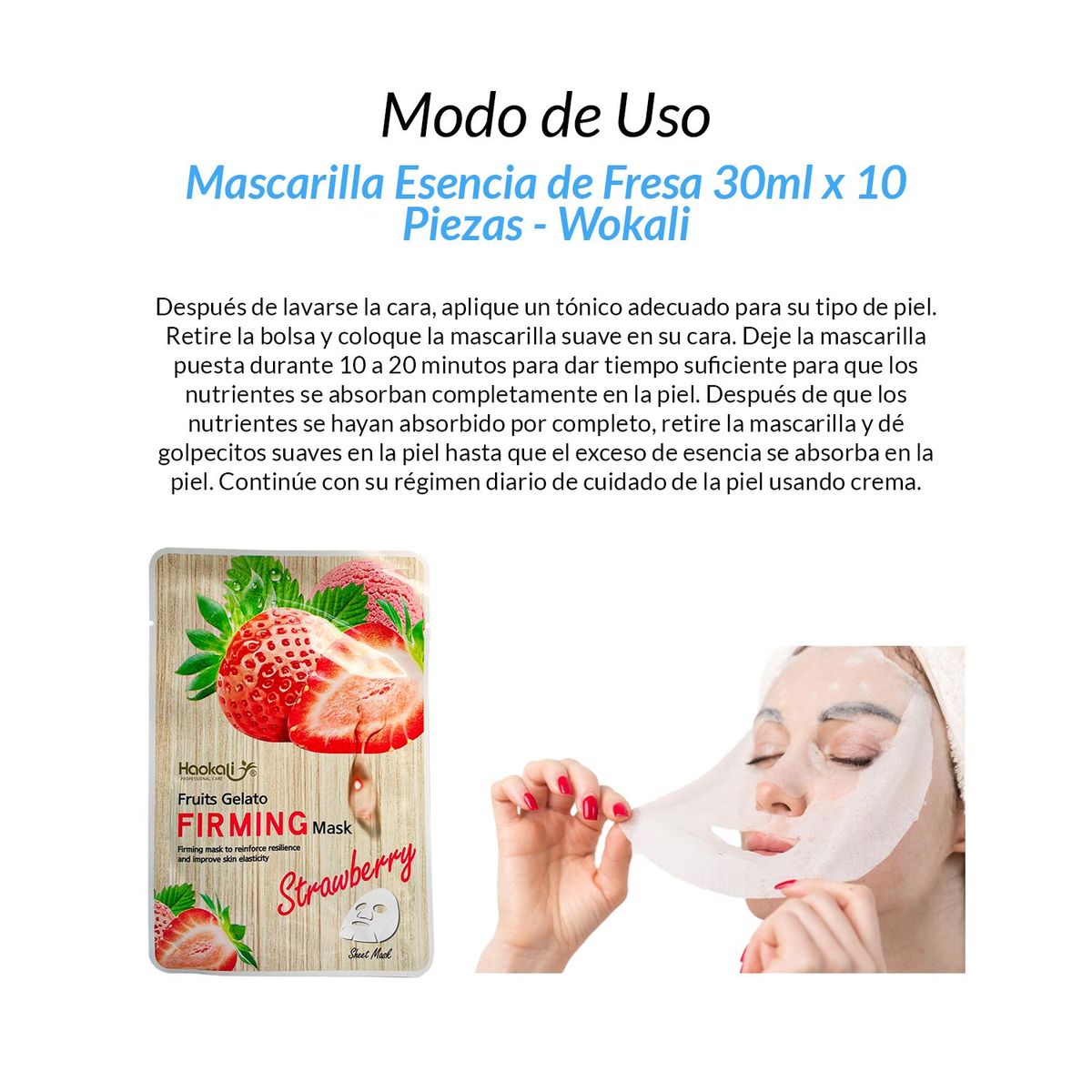 WOKALI - Mascarilla Esencia de Fresa 30ml x 10 Piezas – Wokali