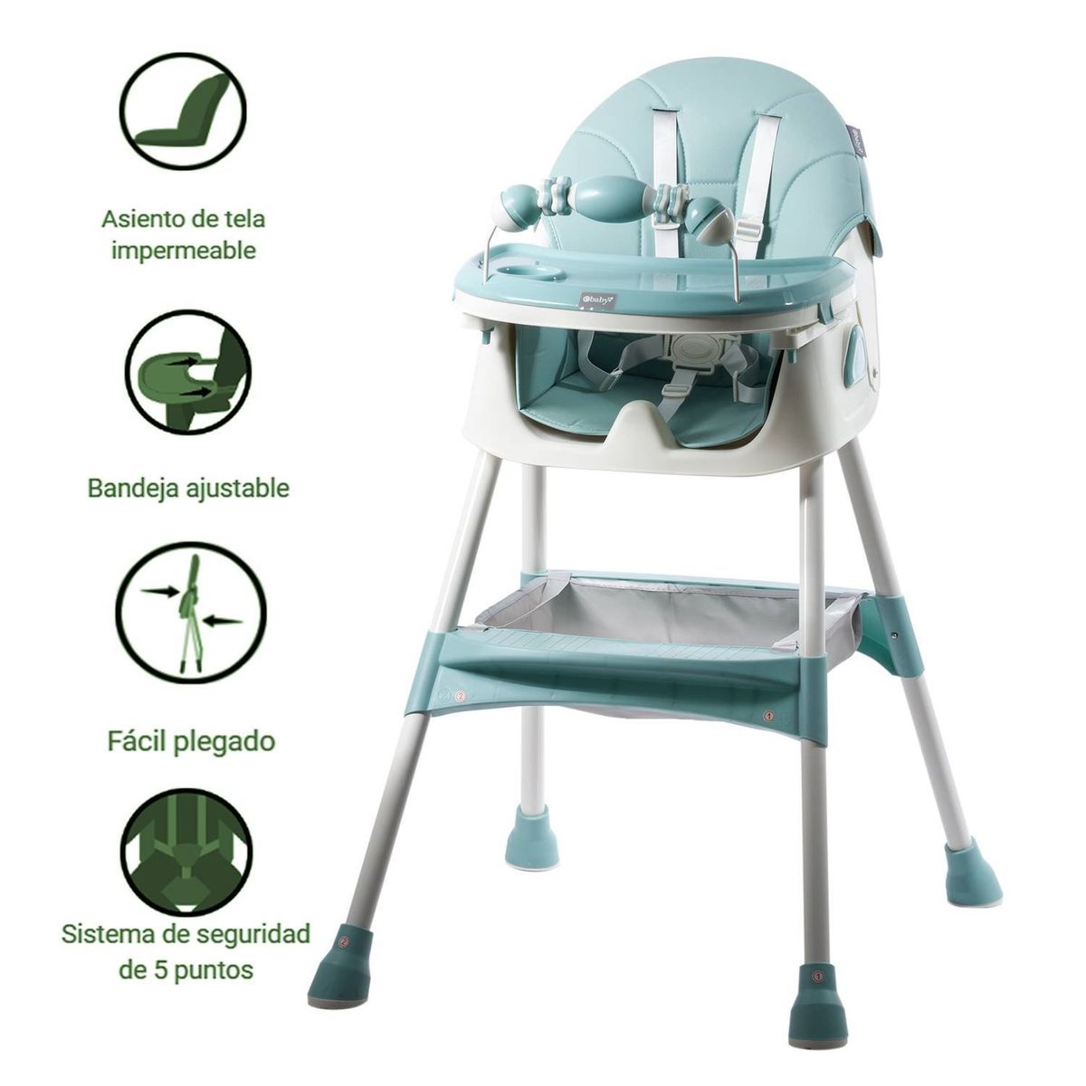 EBABY - Silla de Comer Ebaby Asiento Reclinable DALI Verde