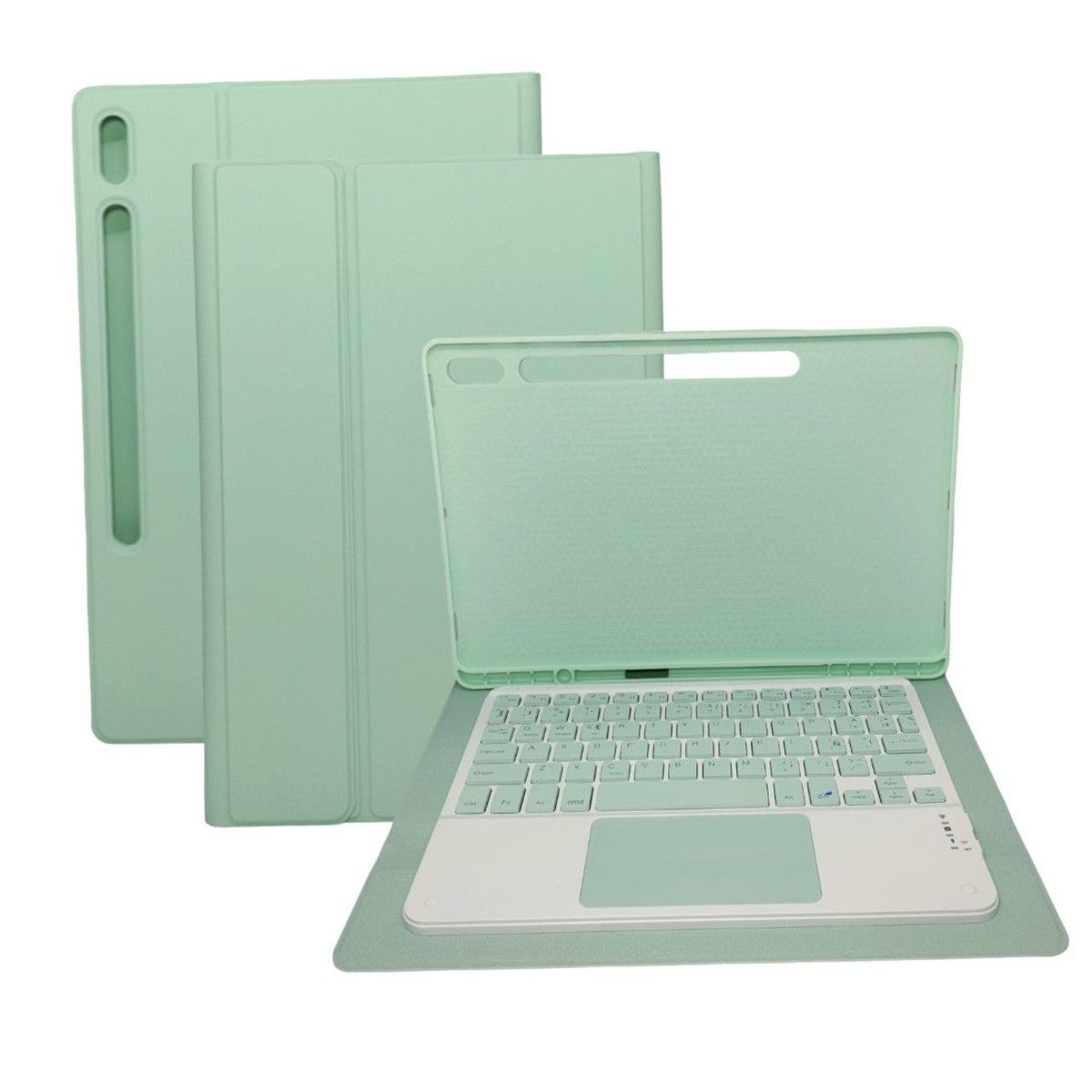 GENERICO - Funda con Teclado Bluetooth para Tablet Samsung Tab S7 FE Verde Agua