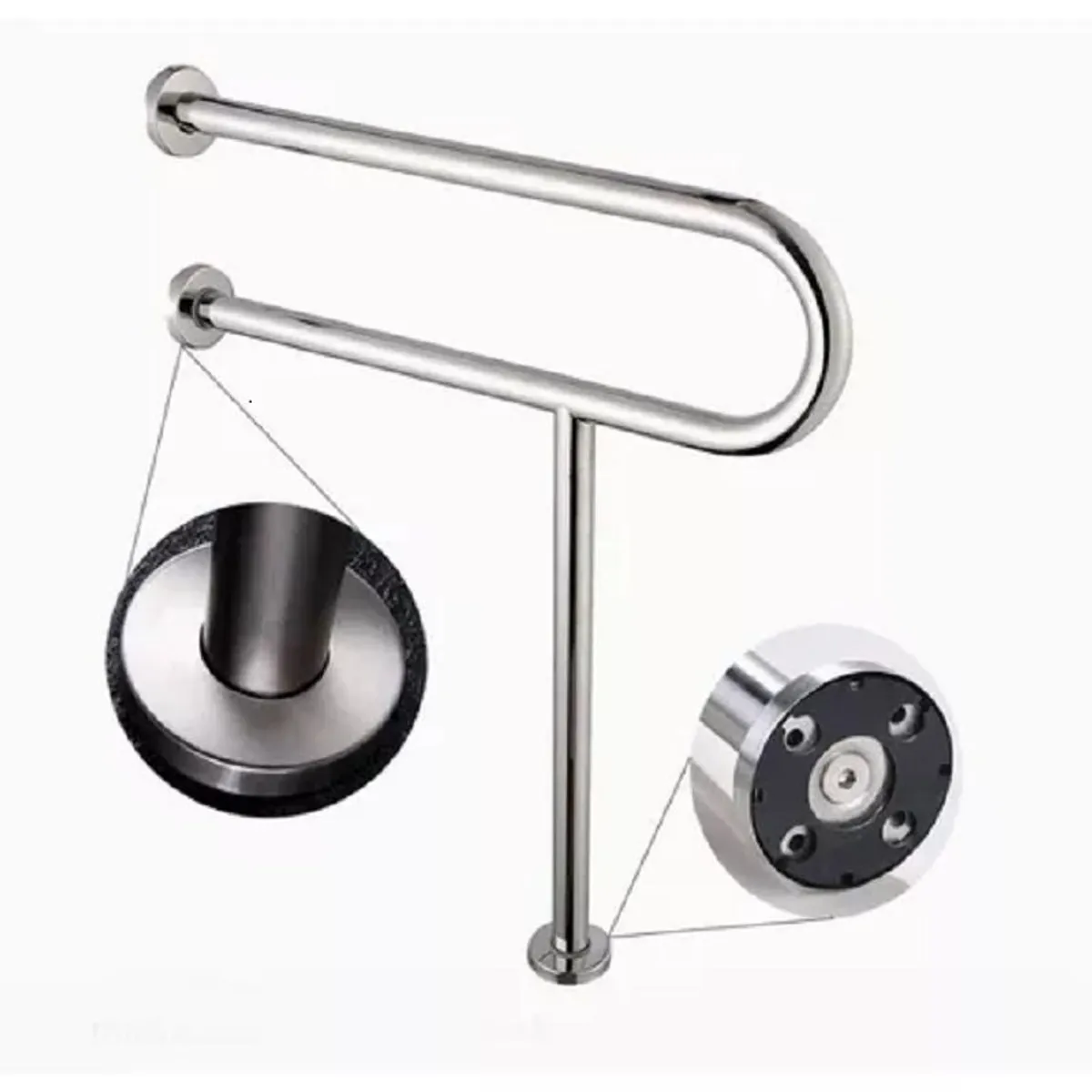 GENERICO - Barra De Seguridad Con Soporte De Pared A Piso Acero Inox