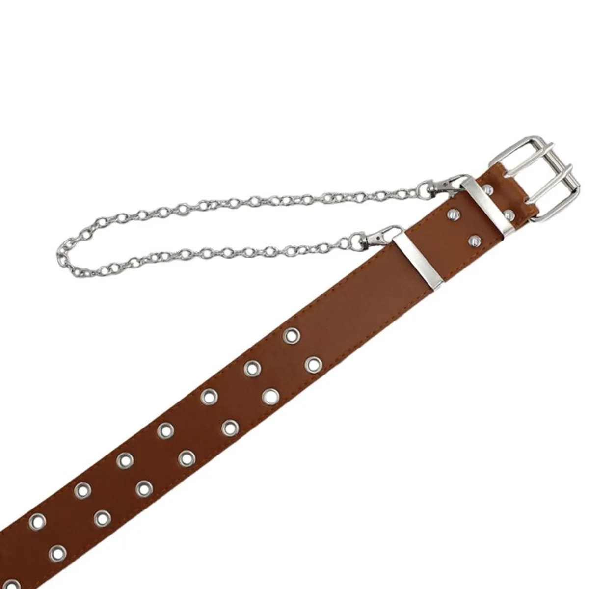 ZIMRAHYG - Cinturón Agujeros Doble Hilera Punk Cinturón De Moda Hip Hop