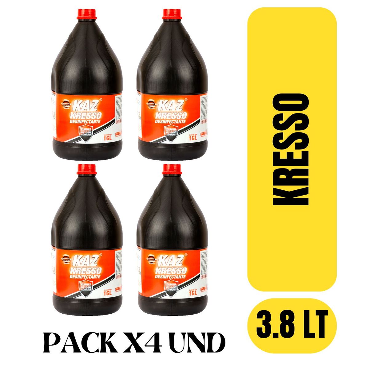 GENERICO - DESINFECTANTE KRESSO PACK X4 UND KAZVEL GALON 3.8 LTS