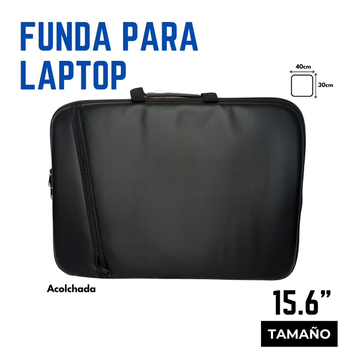 GENERICO - Funda Acolchada para Laptop 15.6 Pulgadas Doble Cierre con Asa Negro