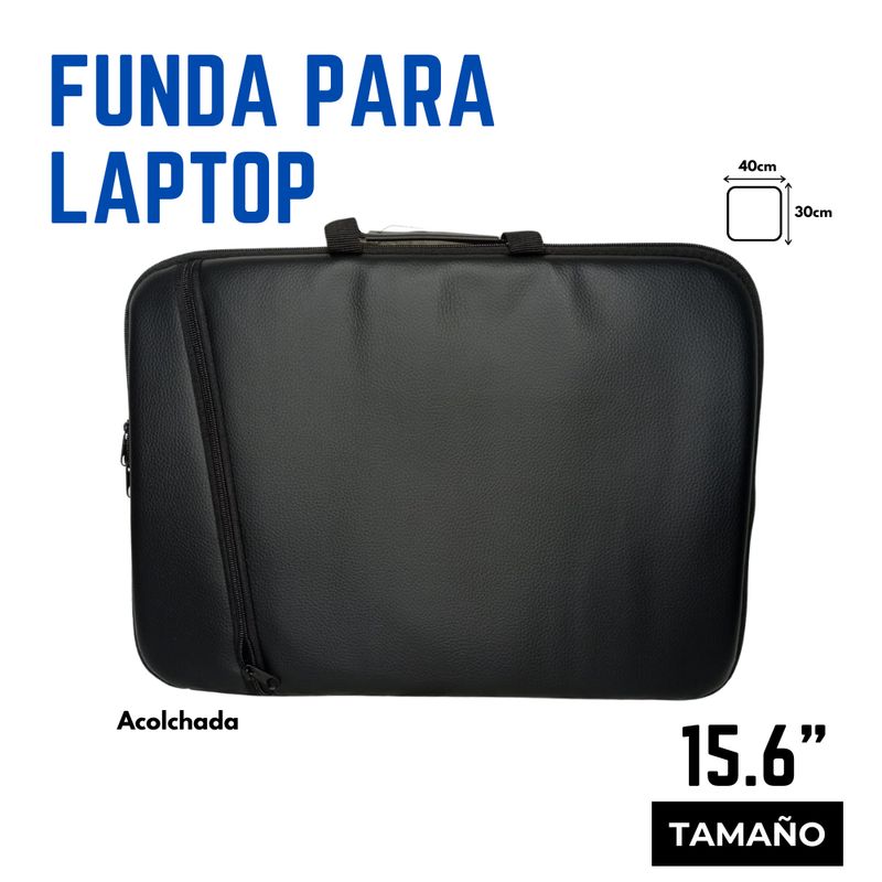 GENERICO - Funda Acolchada para Laptop 15.6 Pulgadas Doble Cierre con Asa Negro