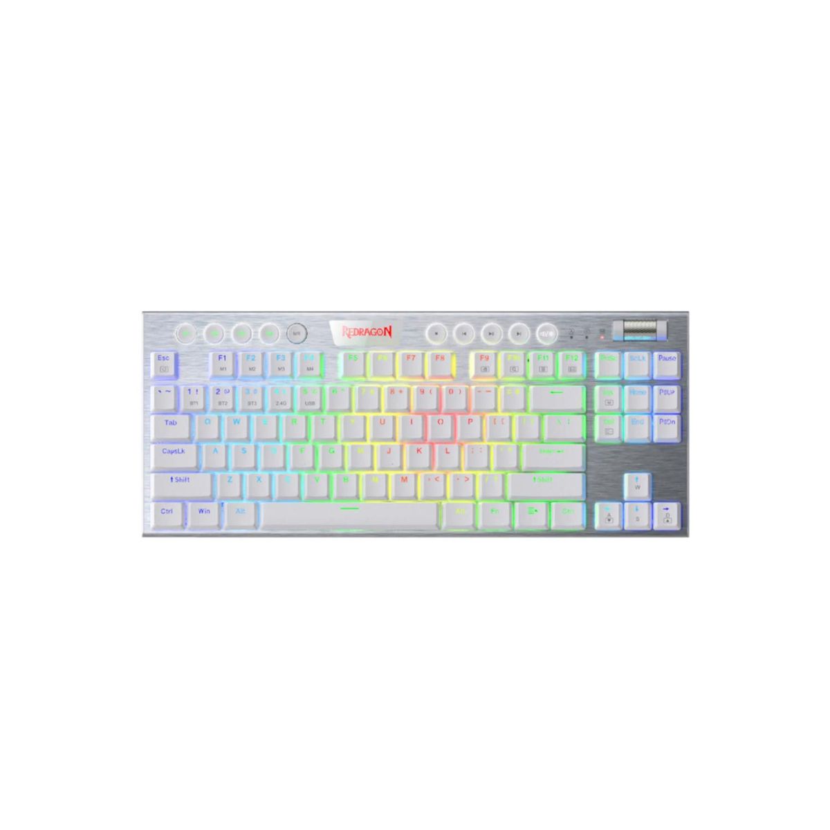 REDRAGON - Teclado Gamer Redragon Horus Tkl White Wireles K621W Rgb Sp Red Switch